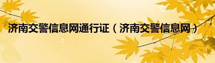 济南交警信息网通行证（济南交警信息网）