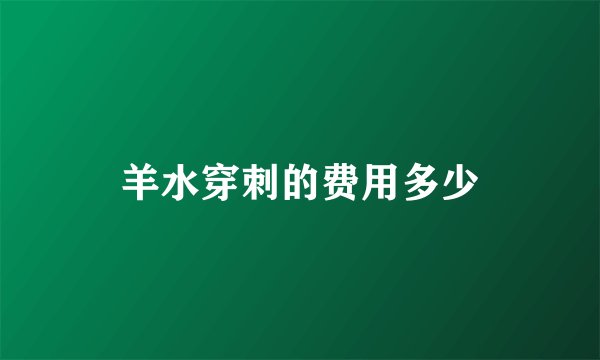 羊水穿刺的费用多少