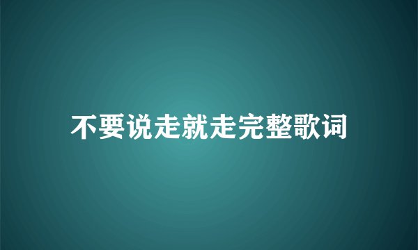 不要说走就走完整歌词