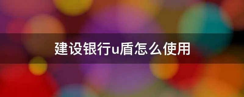 建设银行u盾怎么使用