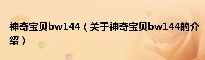 神奇宝贝bw144（关于神奇宝贝bw144的介绍）