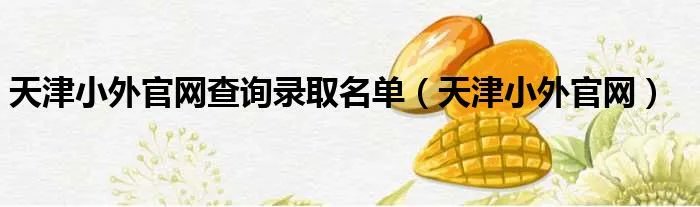 天津小外官网查询录取名单（天津小外官网）