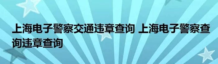 上海电子警察交通违章查询 上海电子警察查询违章查询
