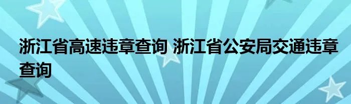 浙江省高速违章查询 浙江省公安局交通违章查询