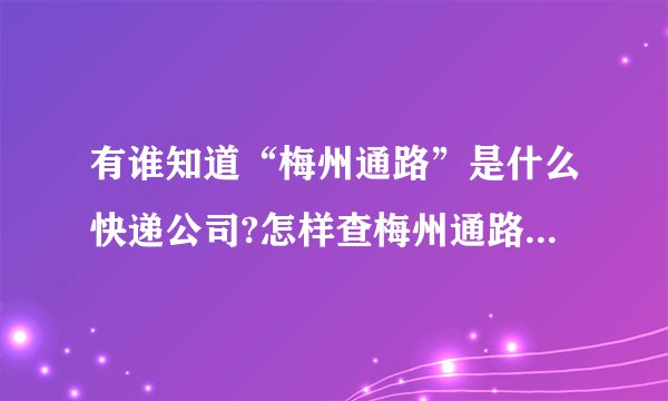 有谁知道“梅州通路”是什么快递公司?怎样查梅州通路快递单号?谢谢了