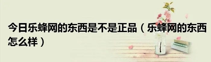 今日乐蜂网的东西是不是正品（乐蜂网的东西怎么样）
