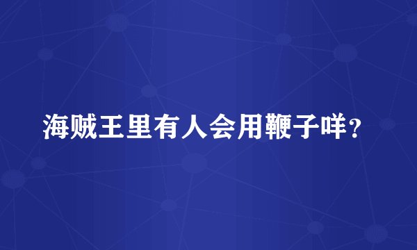 海贼王里有人会用鞭子咩？