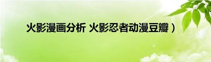 火影漫画分析 火影忍者动漫豆瓣）