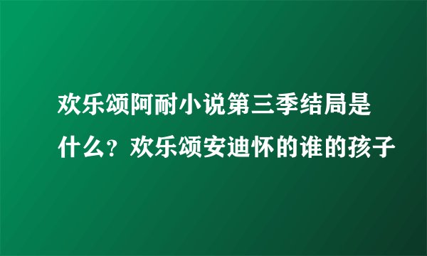 欢乐颂阿耐小说第三季结局是什么？欢乐颂安迪怀的谁的孩子
