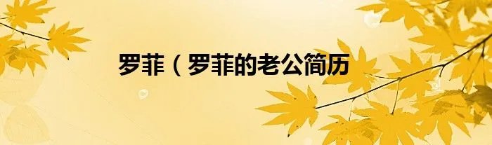 罗菲(罗菲的老公简历
