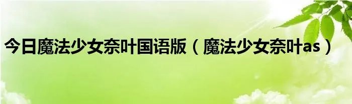 今日魔法少女奈叶国语版（魔法少女奈叶as）