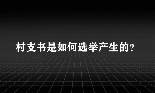 村支书是如何选举产生的？