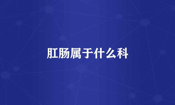 肛肠属于什么科