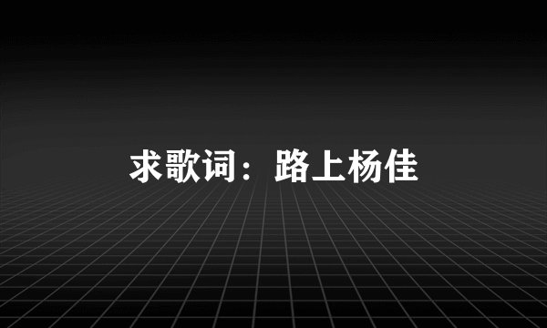 求歌词:路上杨佳