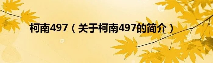 柯南497(关于柯南497的简介)