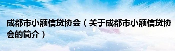 成都市小额信贷协会（关于成都市小额信贷协会的简介）