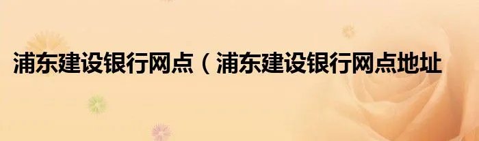 浦东建设银行网点（浦东建设银行网点地址