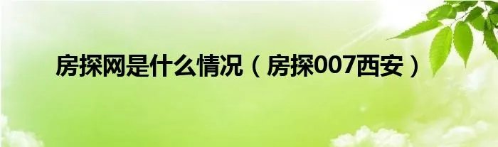 房探网是什么情况（房探007西安）