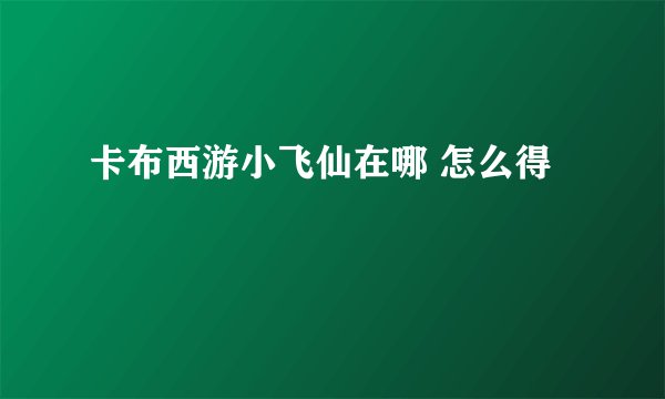 卡布西游小飞仙在哪 怎么得