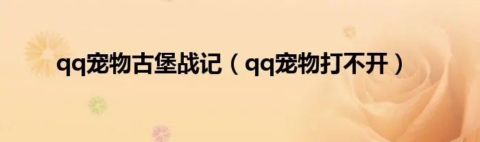 qq宠物古堡战记（qq宠物打不开）
