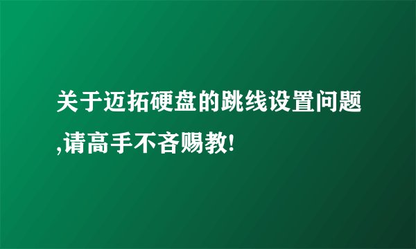 关于迈拓硬盘的跳线设置问题,请高手不吝赐教!