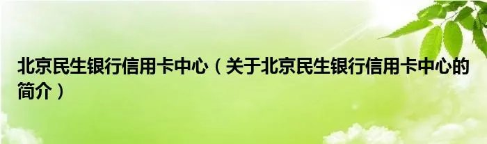 北京民生银行信用卡中心(关于北京民生银行信用卡中心的简介)