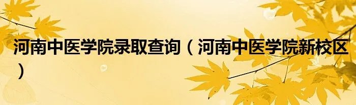 河南中医学院录取查询（河南中医学院新校区）