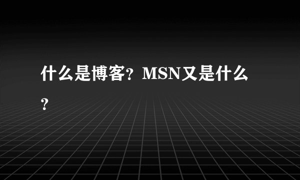 什么是博客?MSN又是什么?
