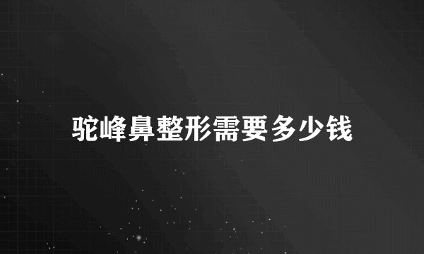 驼峰鼻整形需要多少钱