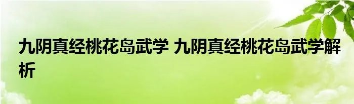九阴真经桃花岛武学 九阴真经桃花岛武学解析