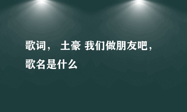 歌词， 土豪 我们做朋友吧，歌名是什么