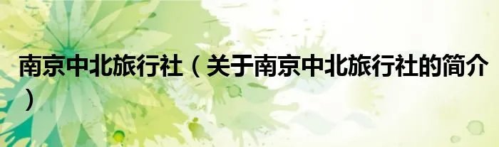 南京中北旅行社（关于南京中北旅行社的简介）