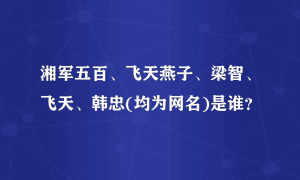湘军五百、飞天燕子、梁智、飞天、韩忠(均为网名)是谁?