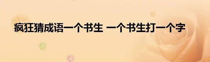 疯狂猜成语一个书生 一个书生打一个字