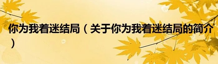 你为我着迷结局（关于你为我着迷结局的简介）