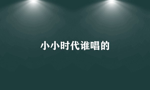 小小时代谁唱的