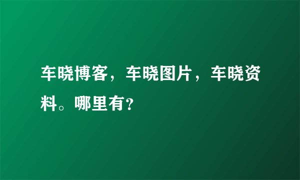 车晓博客，车晓图片，车晓资料。哪里有？