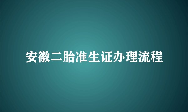 安徽二胎准生证办理流程