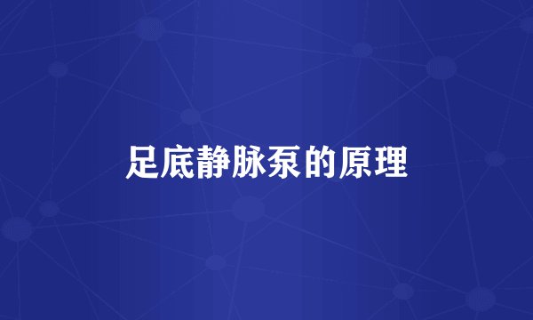 足底静脉泵的原理