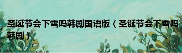 圣诞节会下雪吗韩剧国语版（圣诞节会下雪吗韩剧）