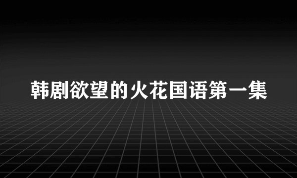韩剧欲望的火花国语第一集