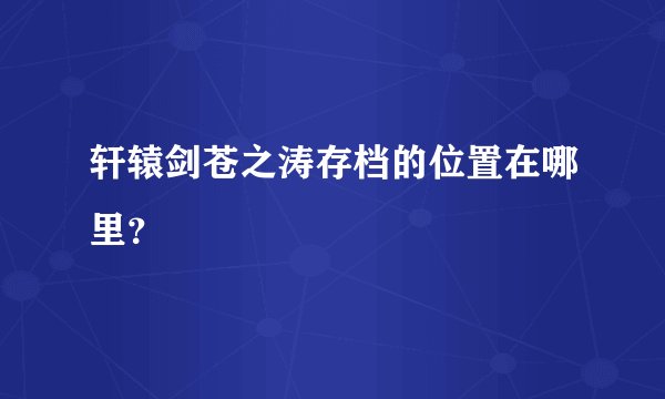 轩辕剑苍之涛存档的位置在哪里？