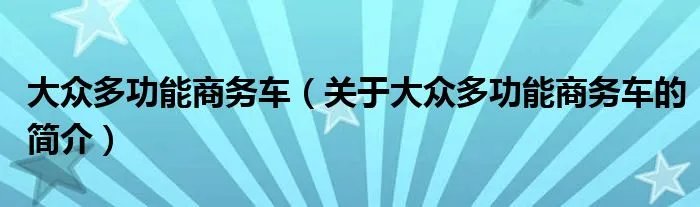 大众多功能商务车（关于大众多功能商务车的简介）