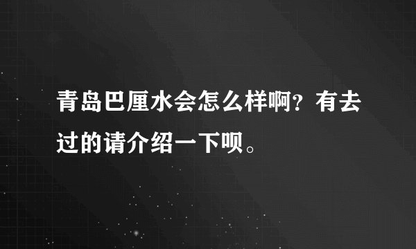 青岛巴厘水会怎么样啊？有去过的请介绍一下呗。