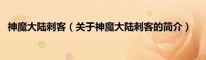 神魔大陆刺客（关于神魔大陆刺客的简介）