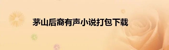 茅山后裔有声小说打包下载