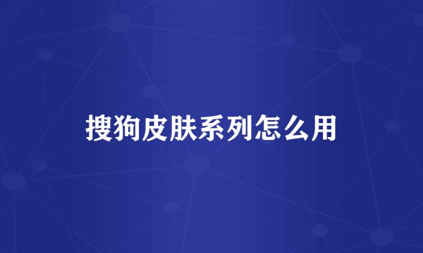 搜狗皮肤系列怎么用
