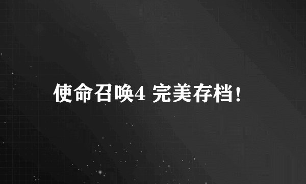 使命召唤4 完美存档！