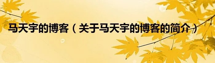 马天宇的博客（关于马天宇的博客的简介）