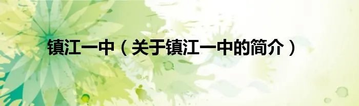 镇江一中（关于镇江一中的简介）